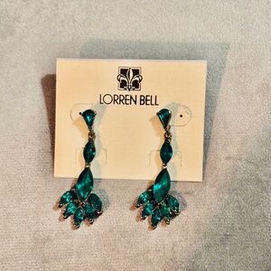 Lorren Bell Crystal Earrings Emerald Green